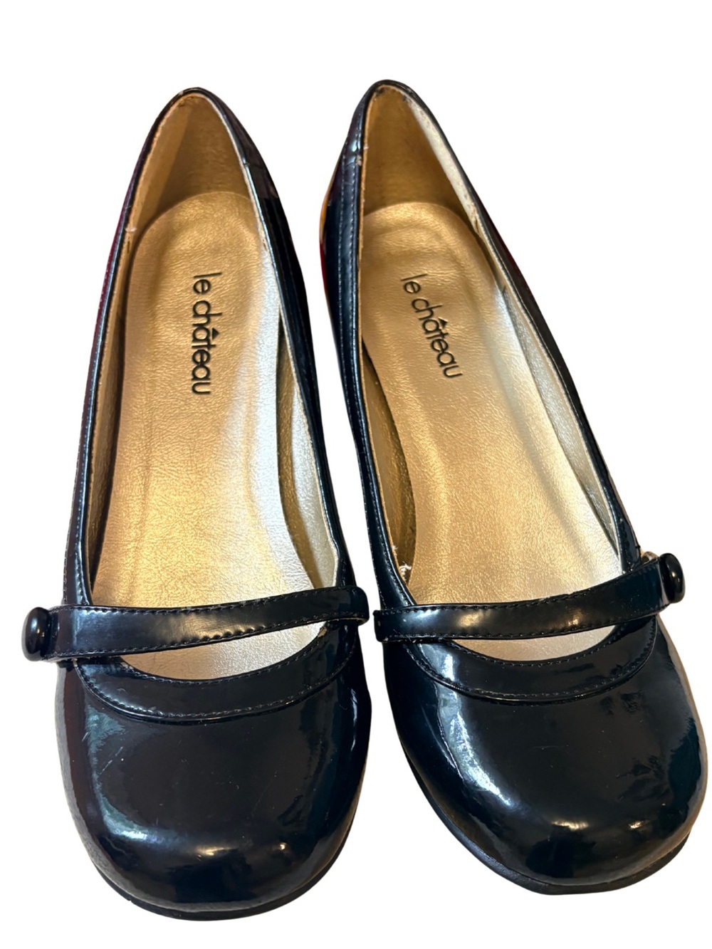 Le Château Black Patent Mary Jane Pumps Size 8 Round Toe
